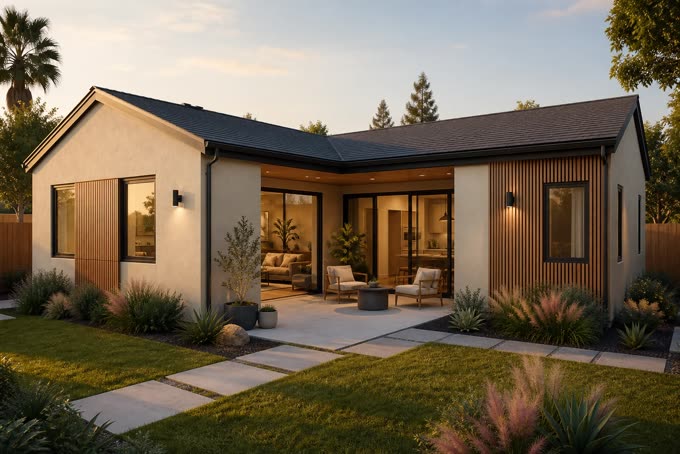 Courtyard, detached backyard home, concept visualization
