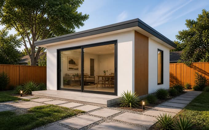 Studio, detached backyard home, concept visualization
